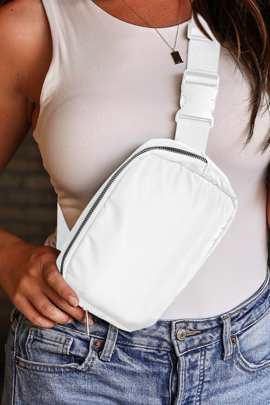 White Waterproof Zipped Crossbody