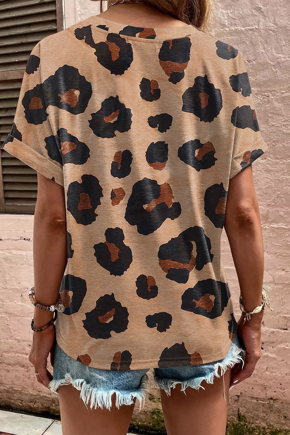 Leopard V Neck Tee