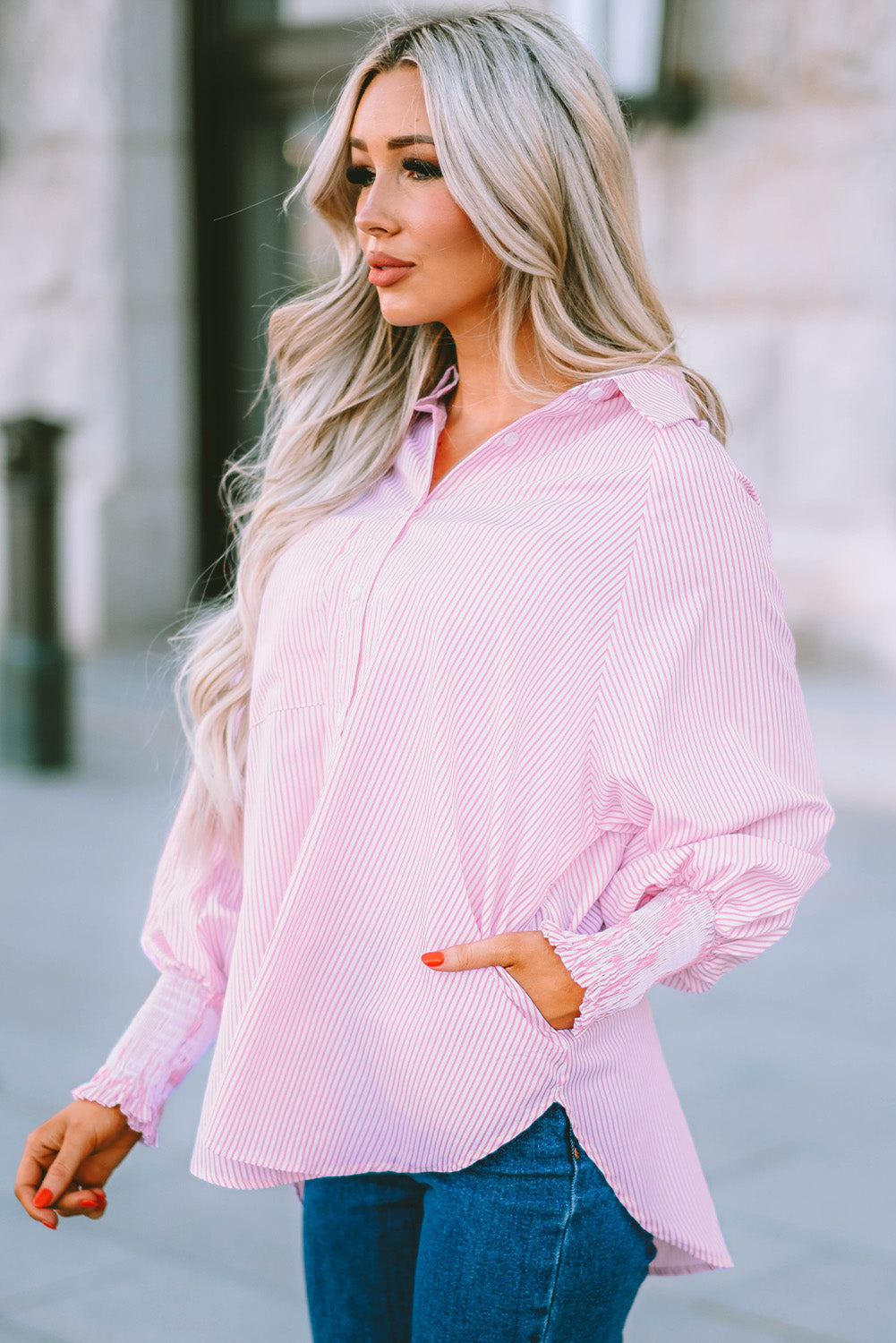 Pink Boyfriend Shirt with Pocket