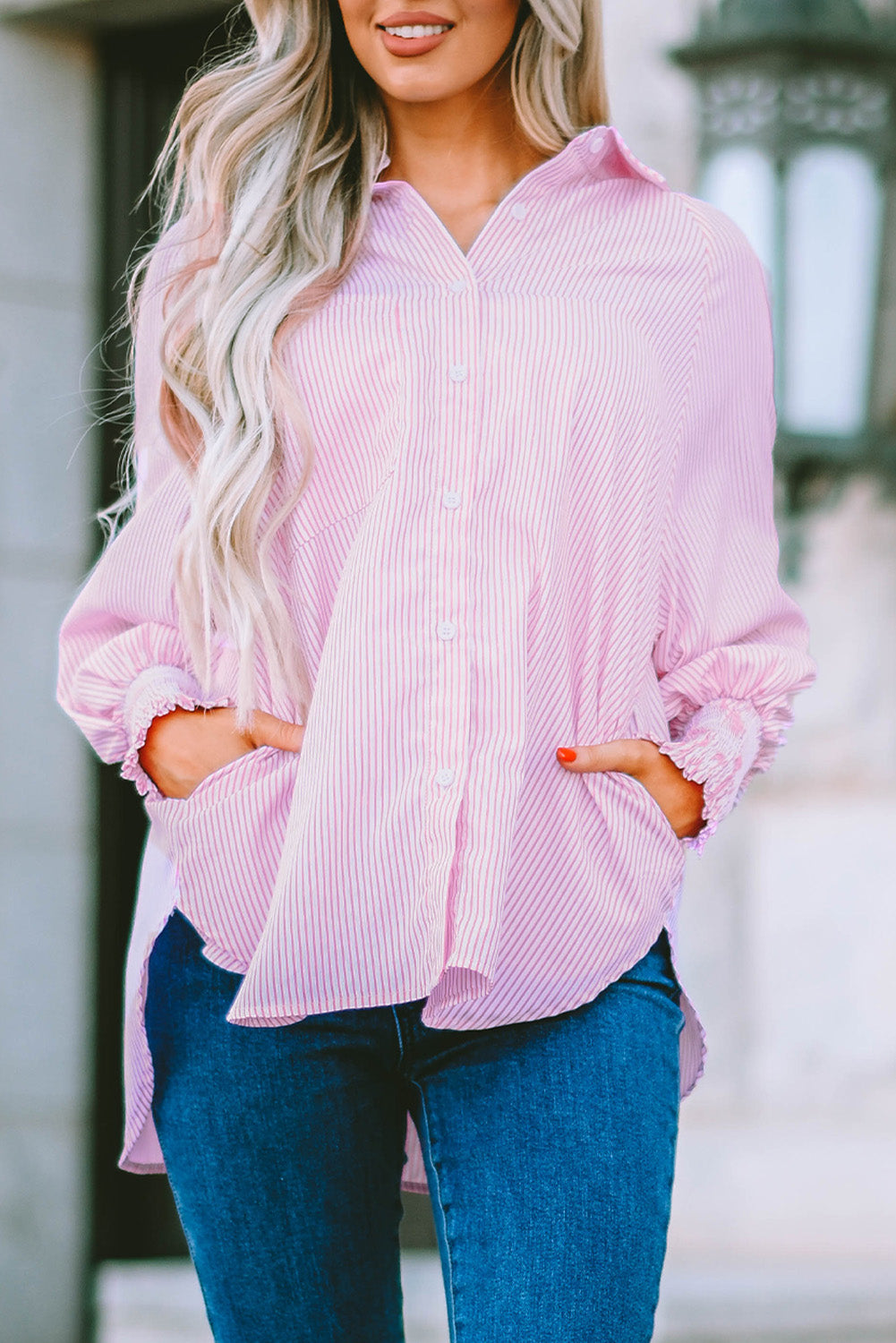 Pink Boyfriend Shirt with Pocket