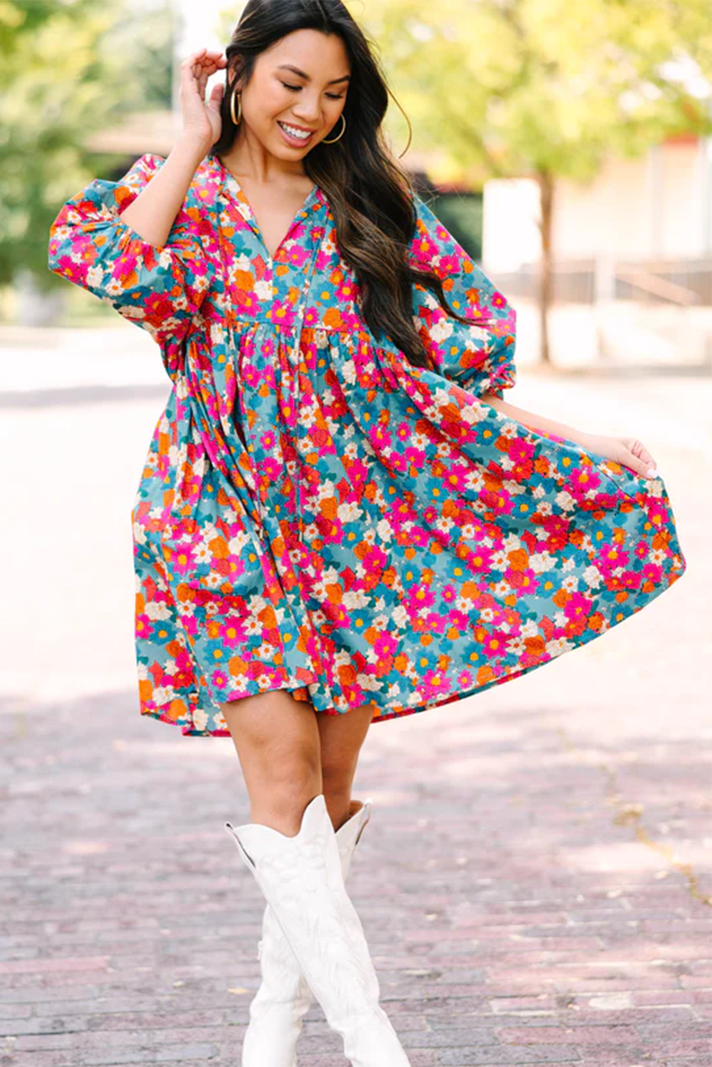 Floral Print Babydoll Dress