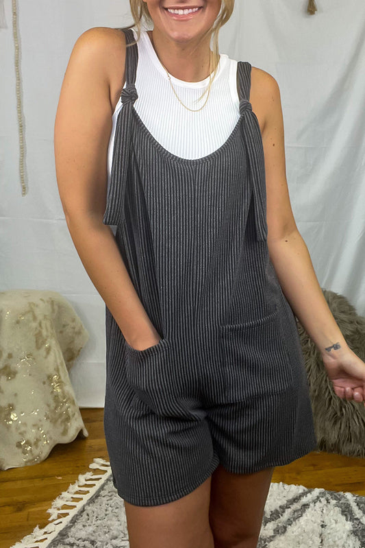 Dark Grey Striped Romper